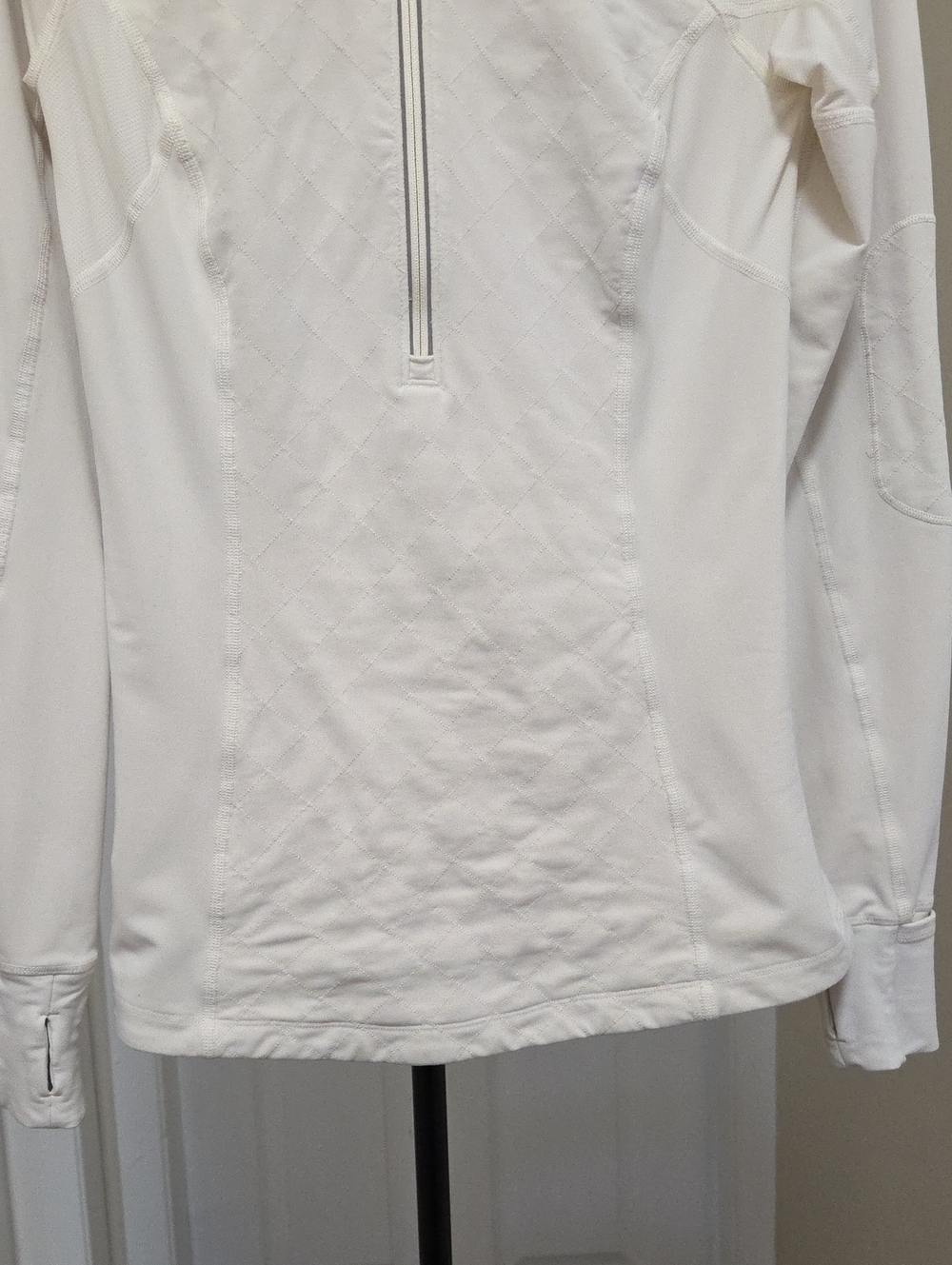 Lululemon White Quarter-Zip Pullover Long Sleeve Thumbhole Athletic Running Top - Picture 4 of 8